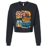 GodS Rock Solid Breaker Rock Beach Vbs 2024 Christian Cropped Pullover Crew