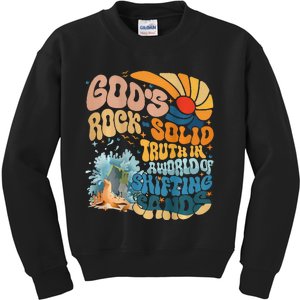 GodS Rock Solid Breaker Rock Beach Vbs 2024 Christian Kids Sweatshirt