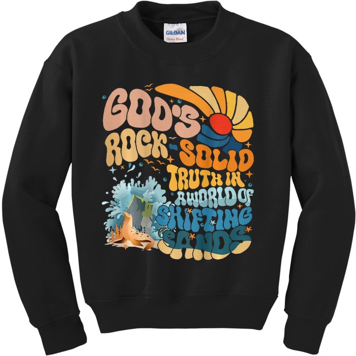 GodS Rock Solid Breaker Rock Beach Vbs 2024 Christian Kids Sweatshirt