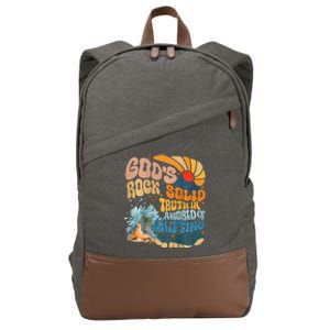 GodS Rock Solid Breaker Rock Beach Vbs 2024 Christian Cotton Canvas Backpack