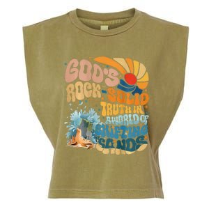 GodS Rock Solid Breaker Rock Beach Vbs 2024 Christian Garment-Dyed Women's Muscle Tee