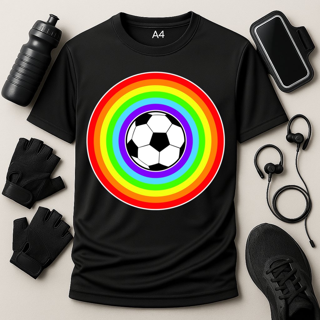 Grant Rainbow Soccer Ball Wahl World Tribute Cooling Performance Crew T-Shirt