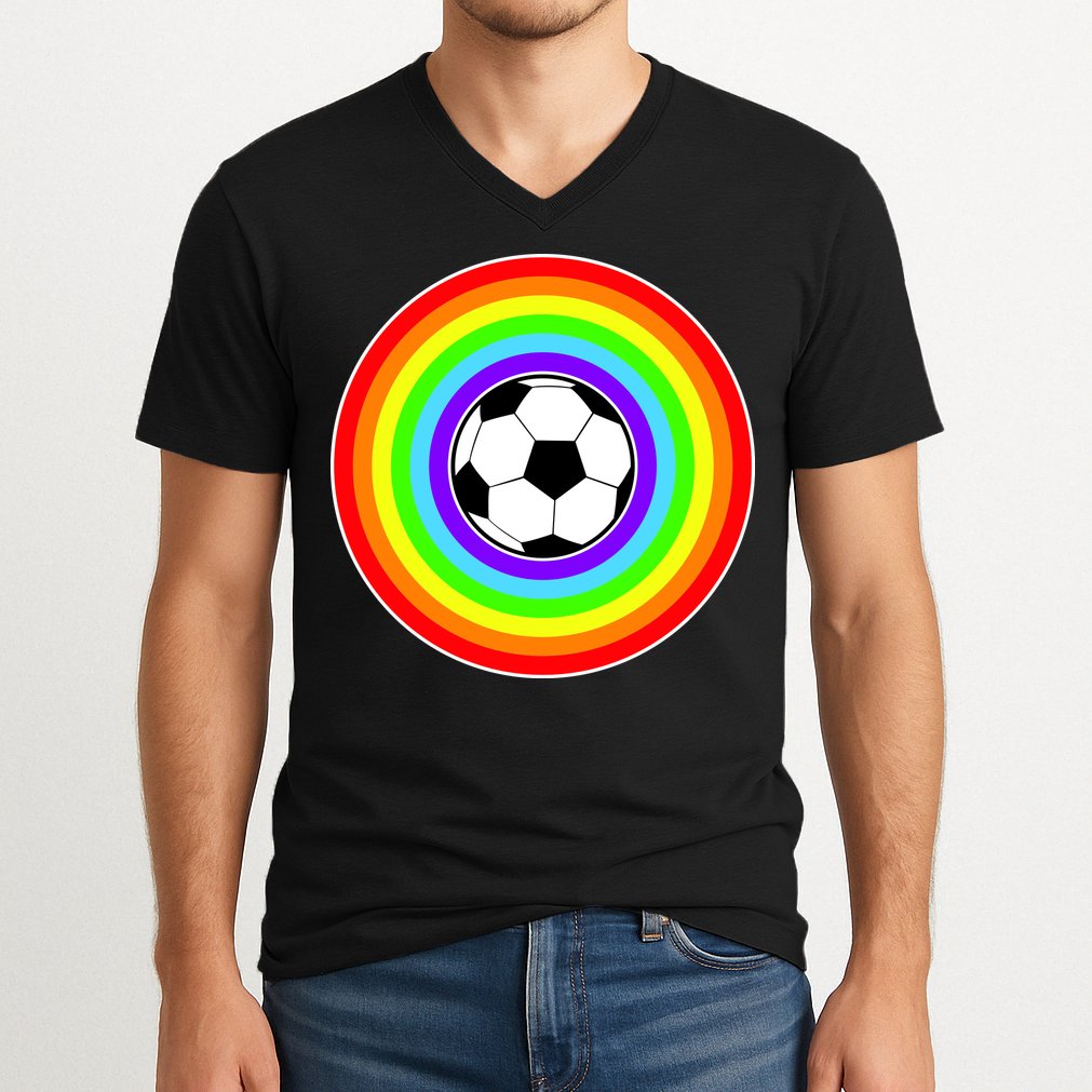 Grant Rainbow Soccer Ball Wahl World Tribute V-Neck T-Shirt