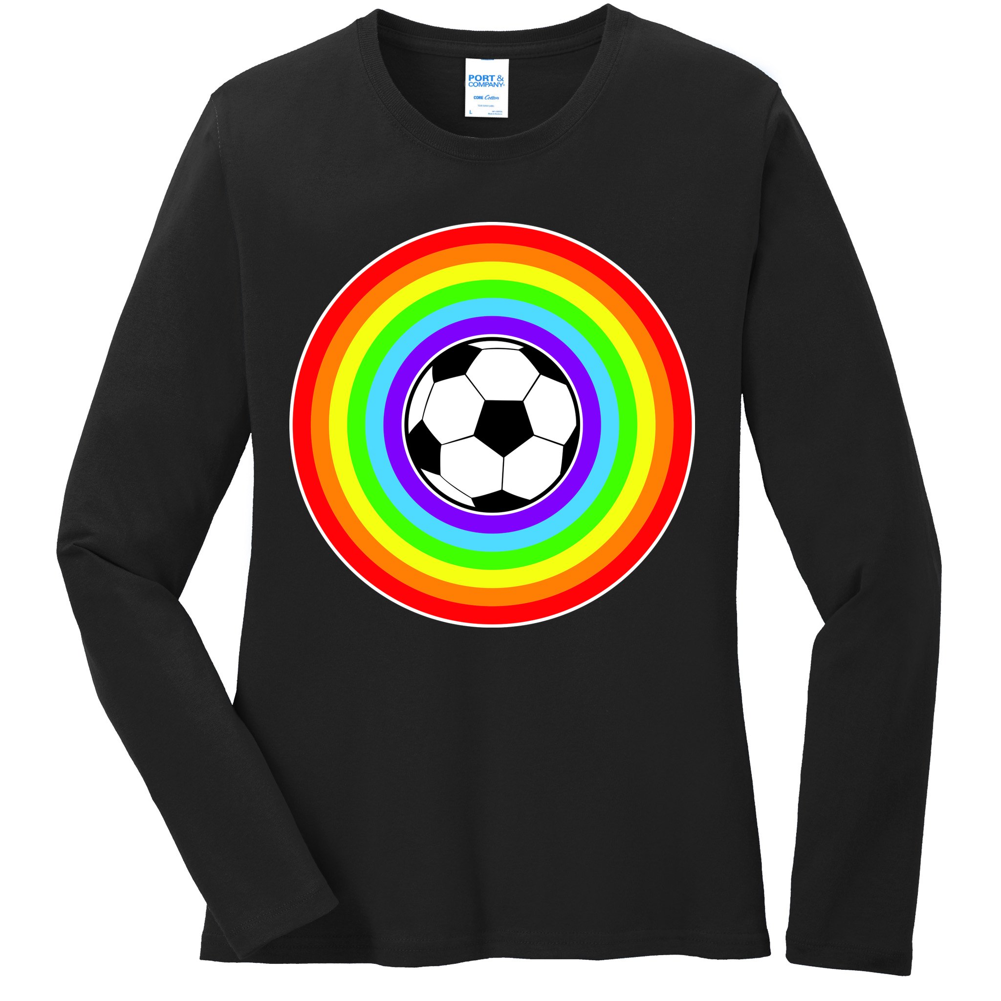 Grant Rainbow Soccer Ball Wahl World Tribute Ladies Long Sleeve Shirt