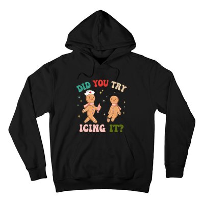 Groovy Retro School Nurse Christmas Did You Try Icing It Hoodie