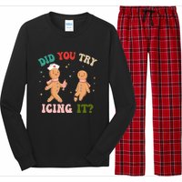 Groovy Retro School Nurse Christmas Did You Try Icing It Long Sleeve Pajama Set