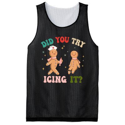 Groovy Retro School Nurse Christmas Did You Try Icing It Mesh Reversible Basketball Jersey Tank