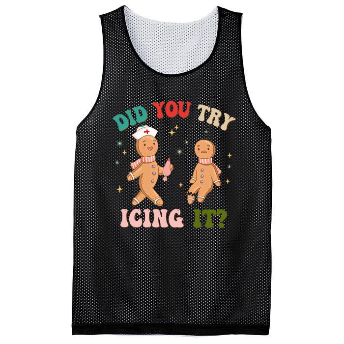 Groovy Retro School Nurse Christmas Did You Try Icing It Mesh Reversible Basketball Jersey Tank