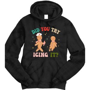 Groovy Retro School Nurse Christmas Did You Try Icing It Tie Dye Hoodie