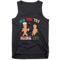 Groovy Retro School Nurse Christmas Did You Try Icing It Tank Top