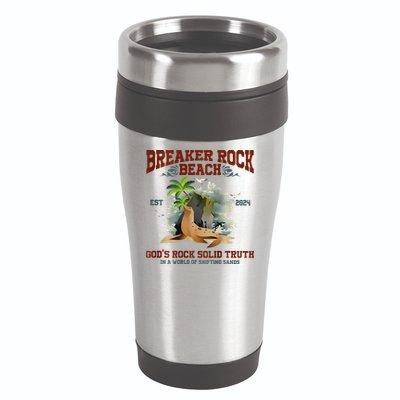 GodS Rock Solid Retro Breaker Rock Beach Vbs 2024 16oz Travel Tumbler