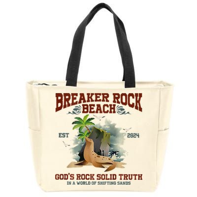 GodS Rock Solid Retro Breaker Rock Beach Vbs 2024 Zip Tote Bag