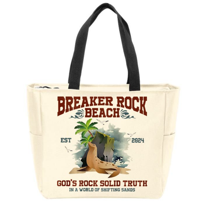 GodS Rock Solid Retro Breaker Rock Beach Vbs 2024 Zip Tote Bag
