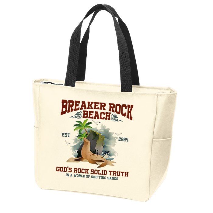 GodS Rock Solid Retro Breaker Rock Beach Vbs 2024 Zip Tote Bag