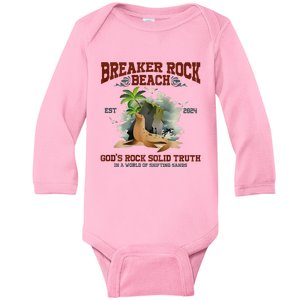 GodS Rock Solid Retro Breaker Rock Beach Vbs 2024 Baby Long Sleeve Bodysuit