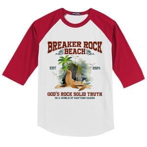 GodS Rock Solid Retro Breaker Rock Beach Vbs 2024 Kids Colorblock Raglan Jersey