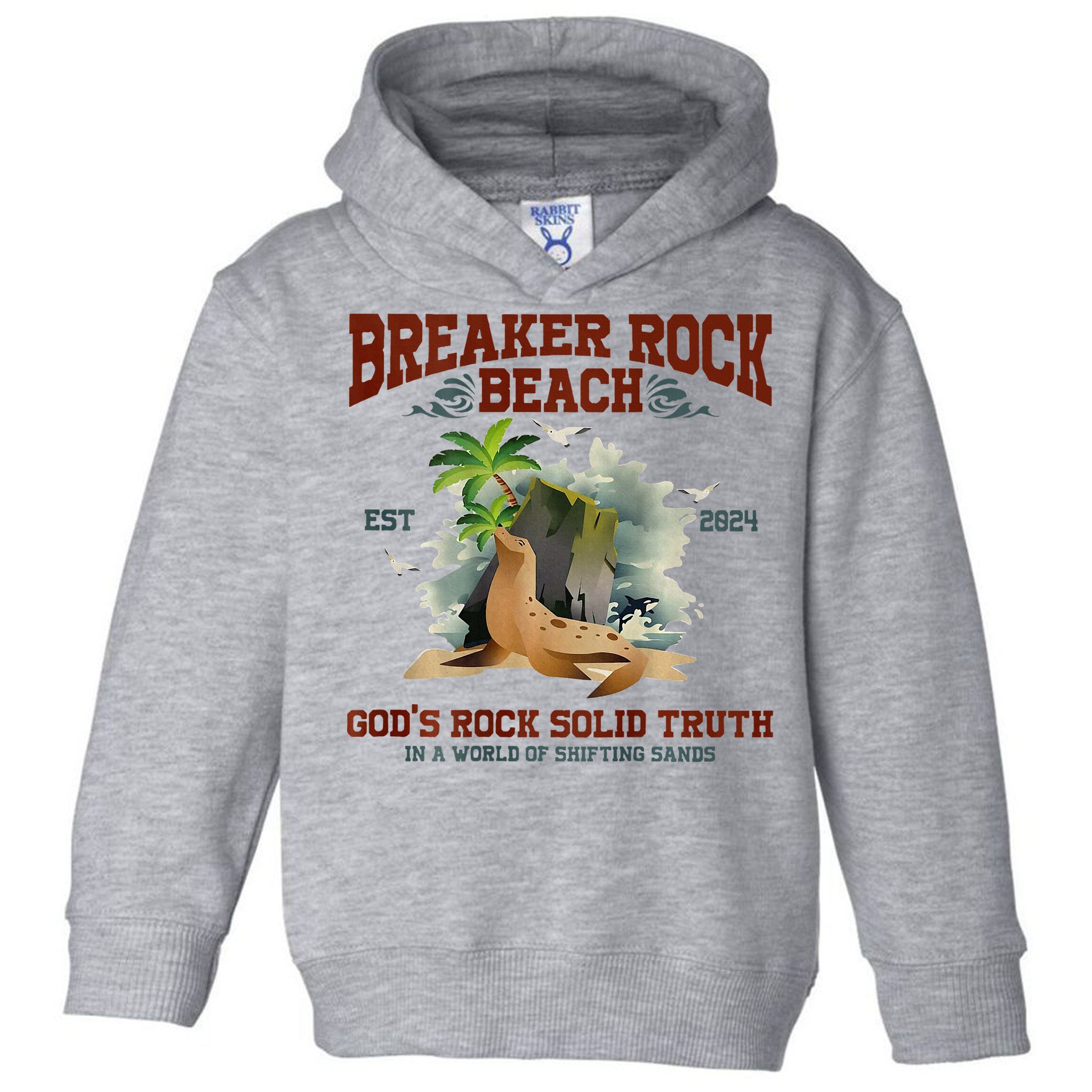 GodS Rock Solid Retro Breaker Rock Beach Vbs 2024 Toddler Hoodie
