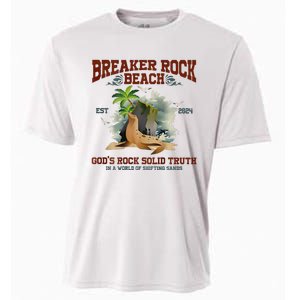 GodS Rock Solid Retro Breaker Rock Beach Vbs 2024 Cooling Performance Crew T-Shirt