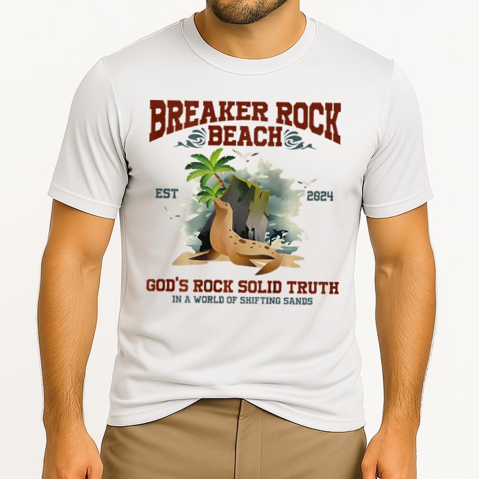 GodS Rock Solid Retro Breaker Rock Beach Vbs 2024 Performance Shirt
