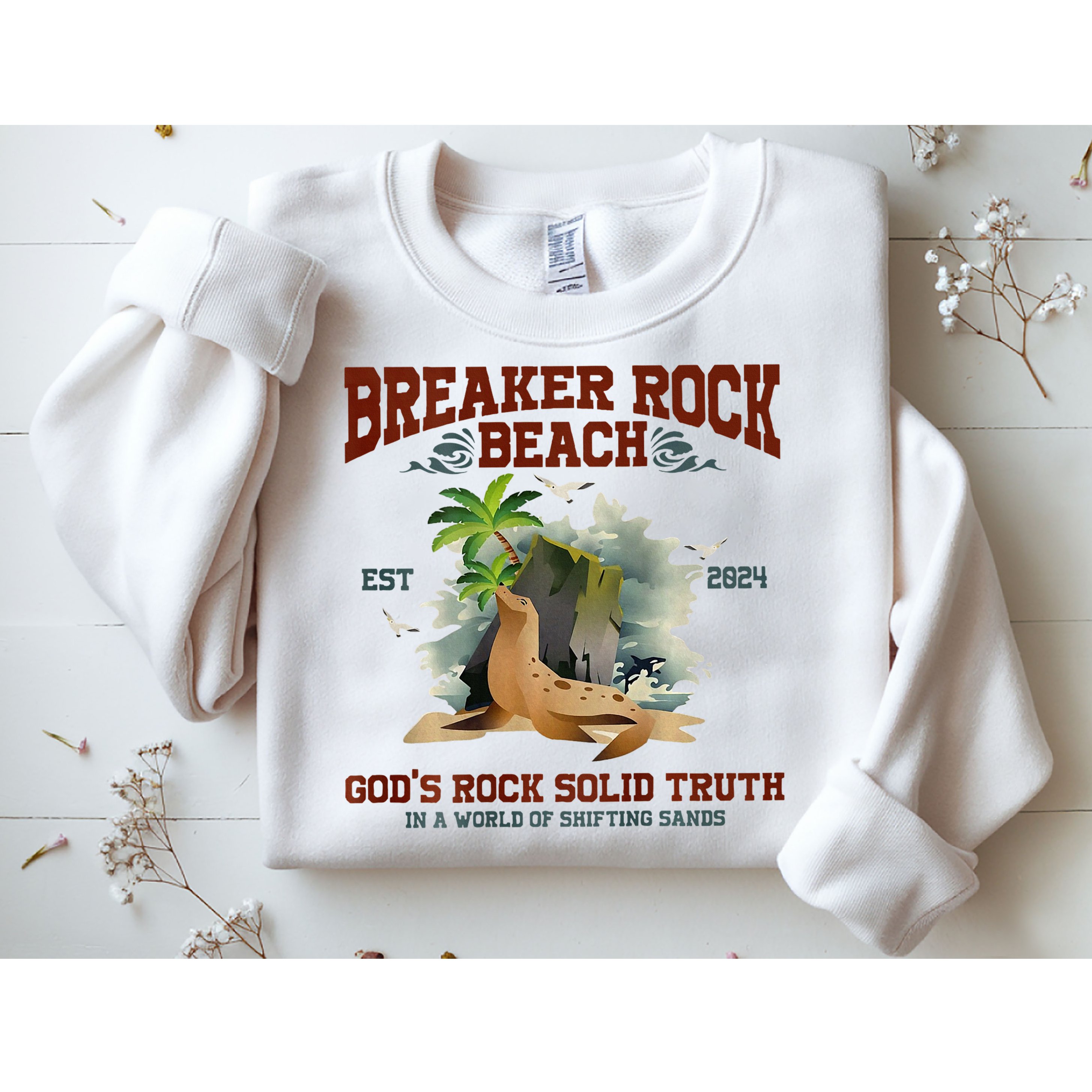 GodS Rock Solid Retro Breaker Rock Beach Vbs 2024 Sweatshirt