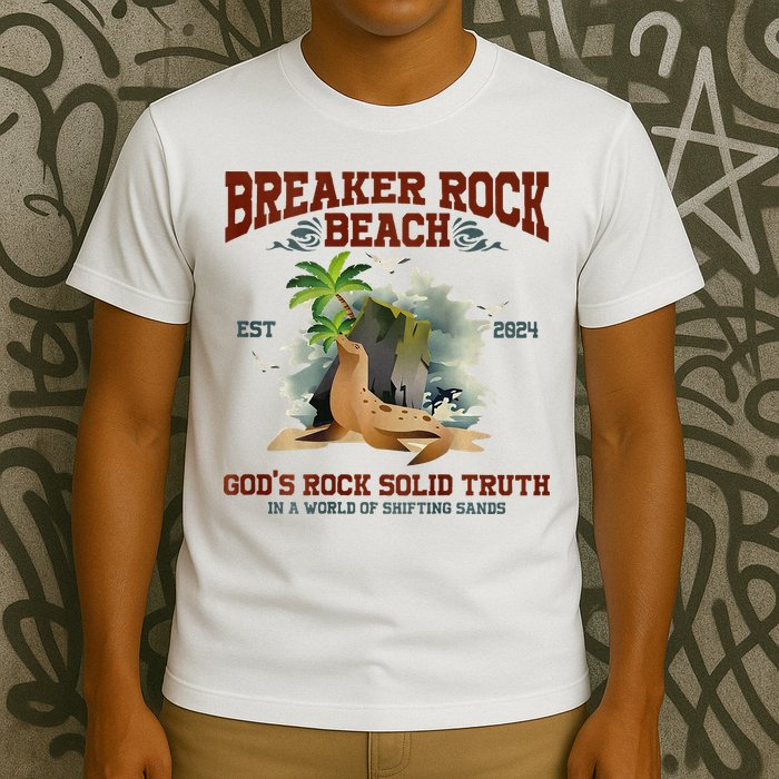 GodS Rock Solid Retro Breaker Rock Beach Vbs 2024 T-Shirt