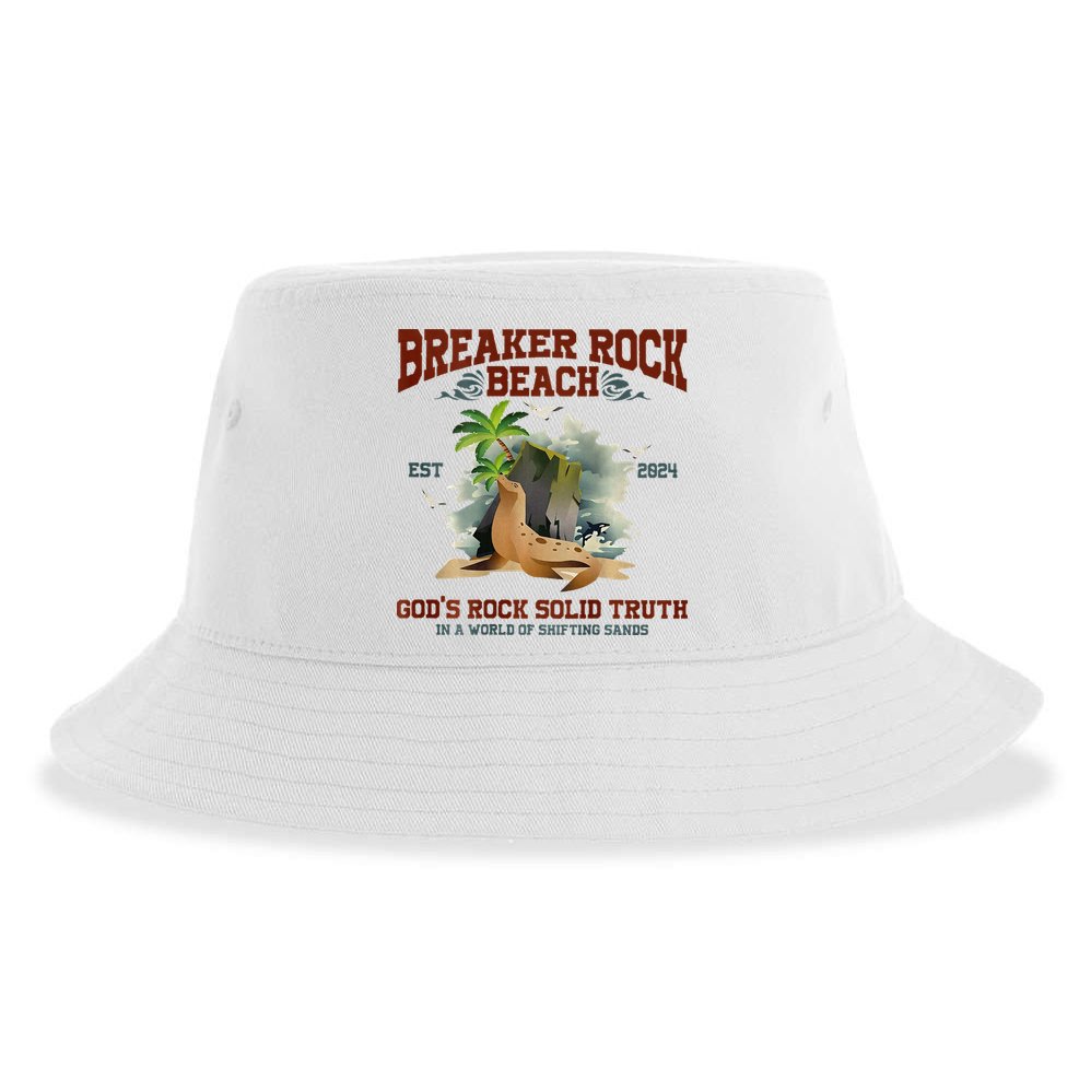 GodS Rock Solid Retro Breaker Rock Beach Vbs 2024 Sustainable Bucket Hat