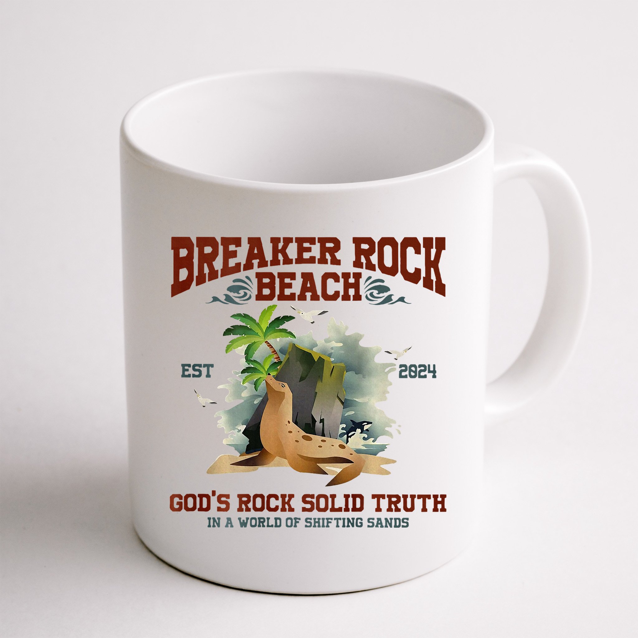 GodS Rock Solid Retro Breaker Rock Beach Vbs 2024 Mug