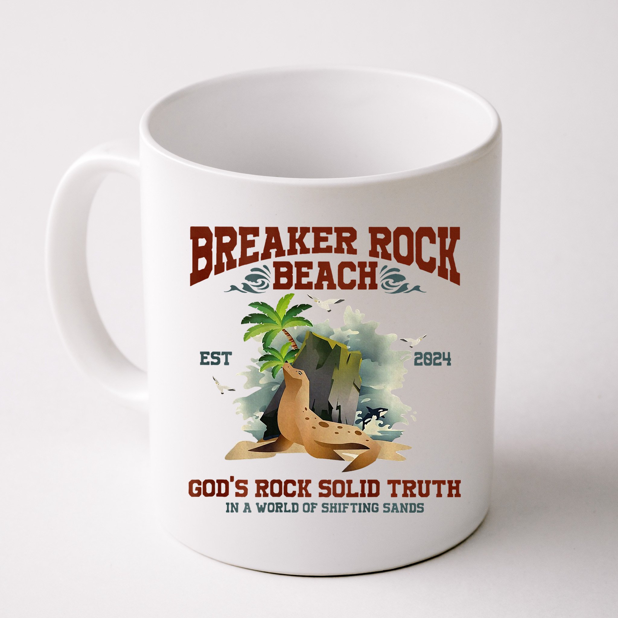 GodS Rock Solid Retro Breaker Rock Beach Vbs 2024 Mug
