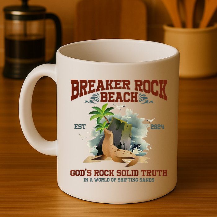 GodS Rock Solid Retro Breaker Rock Beach Vbs 2024 Mug