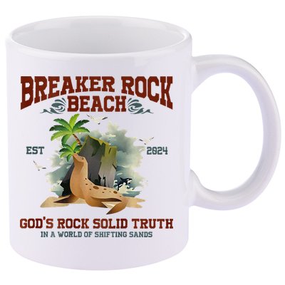 GodS Rock Solid Retro Breaker Rock Beach Vbs 2024 11oz C Handle Ceramic Mug
