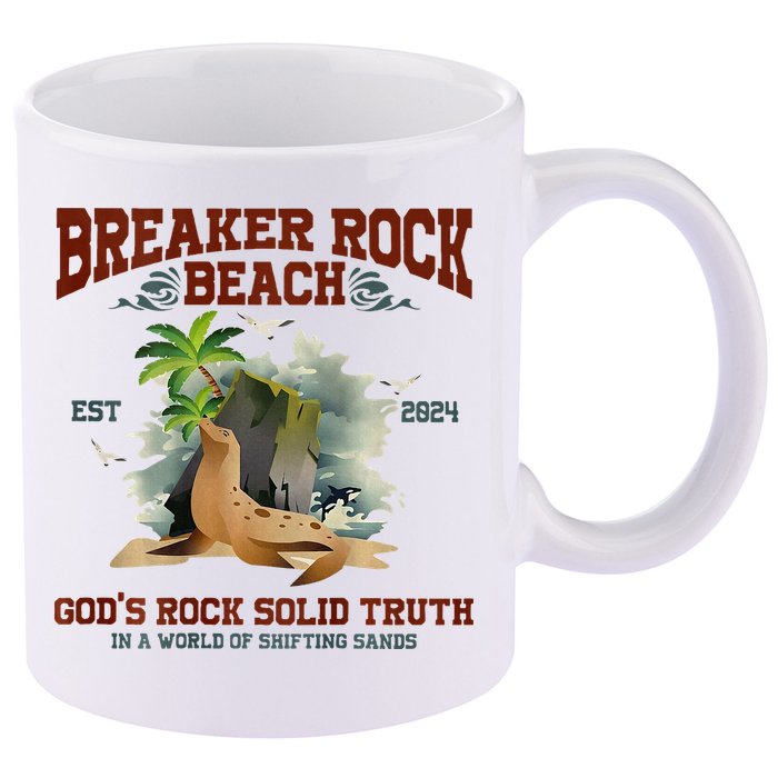 GodS Rock Solid Retro Breaker Rock Beach Vbs 2024 11oz C Handle Ceramic Mug