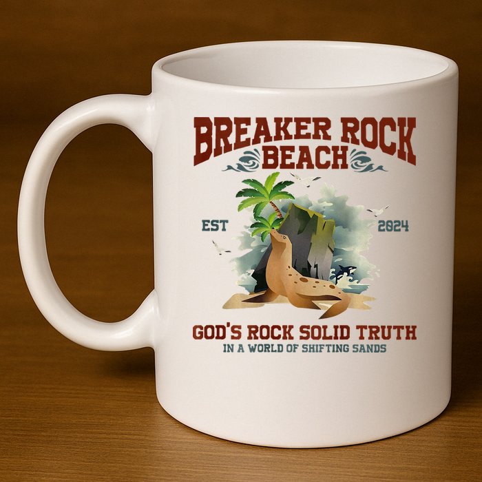 GodS Rock Solid Retro Breaker Rock Beach Vbs 2024 11oz C Handle Ceramic Mug