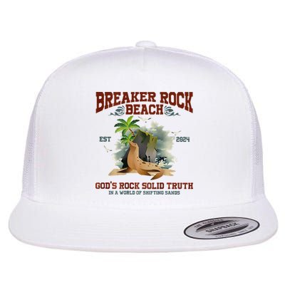 GodS Rock Solid Retro Breaker Rock Beach Vbs 2024 Flat Bill Trucker Hat