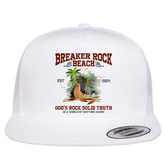 GodS Rock Solid Retro Breaker Rock Beach Vbs 2024 Flat Bill Trucker Hat