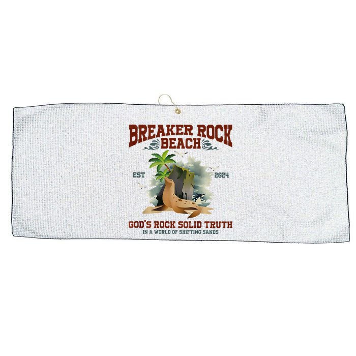 GodS Rock Solid Retro Breaker Rock Beach Vbs 2024 Large Microfiber Waffle Golf Towel