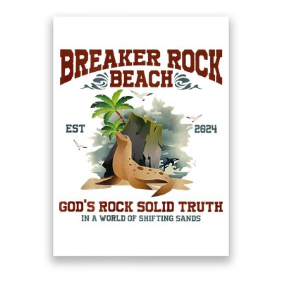 GodS Rock Solid Retro Breaker Rock Beach Vbs 2024 Poster