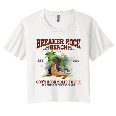 GodS Rock Solid Retro Breaker Rock Beach Vbs 2024 Women's Crop Top Tee