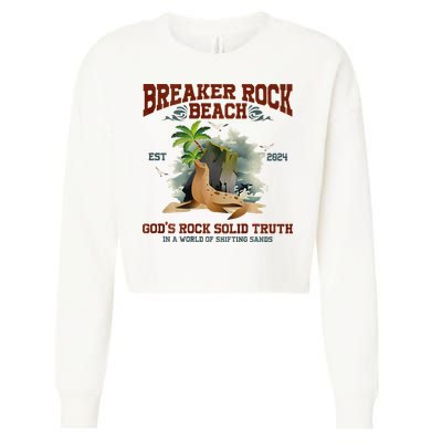 GodS Rock Solid Retro Breaker Rock Beach Vbs 2024 Cropped Pullover Crew