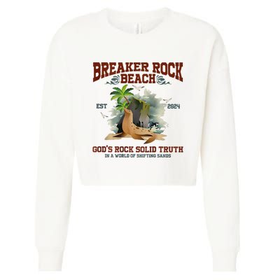 GodS Rock Solid Retro Breaker Rock Beach Vbs 2024 Cropped Pullover Crew