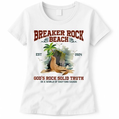 GodS Rock Solid Retro Breaker Rock Beach Vbs 2024 Womens T-Shirt
