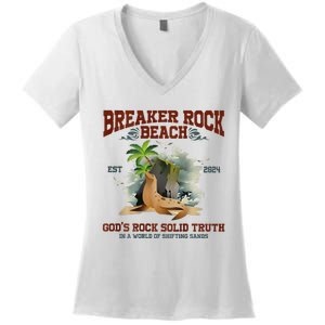 GodS Rock Solid Retro Breaker Rock Beach Vbs 2024 Women's V-Neck T-Shirt