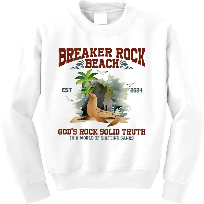 GodS Rock Solid Retro Breaker Rock Beach Vbs 2024 Kids Sweatshirt