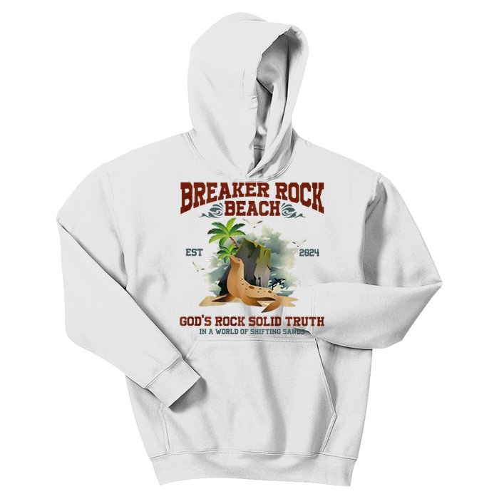 GodS Rock Solid Retro Breaker Rock Beach Vbs 2024 Kids Hoodie