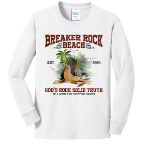 GodS Rock Solid Retro Breaker Rock Beach Vbs 2024 Kids Long Sleeve Shirt