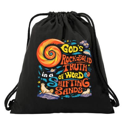 GodS Rock Solid Breaker Rock Beach Vbs 2024 Christian Drawstring Bag