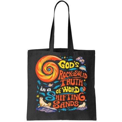 GodS Rock Solid Breaker Rock Beach Vbs 2024 Christian Tote Bag