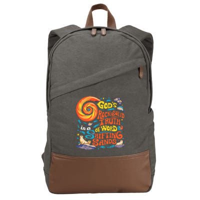 GodS Rock Solid Breaker Rock Beach Vbs 2024 Christian Cotton Canvas Backpack