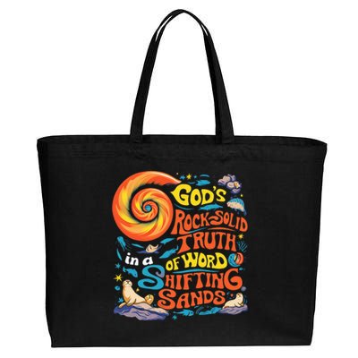 GodS Rock Solid Breaker Rock Beach Vbs 2024 Christian Cotton Canvas Jumbo Tote