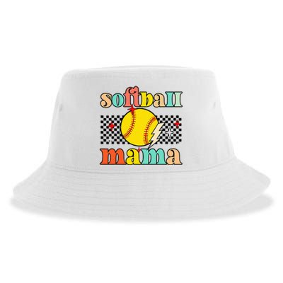 Groovy Retro Softball Mom Mama Sport Lover Funny Mothers Day Sustainable Bucket Hat