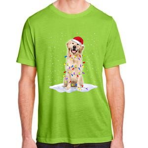 Golden Retriever Santa Christmas Tree Lights Xmas Cool Gift Adult ChromaSoft Performance T-Shirt